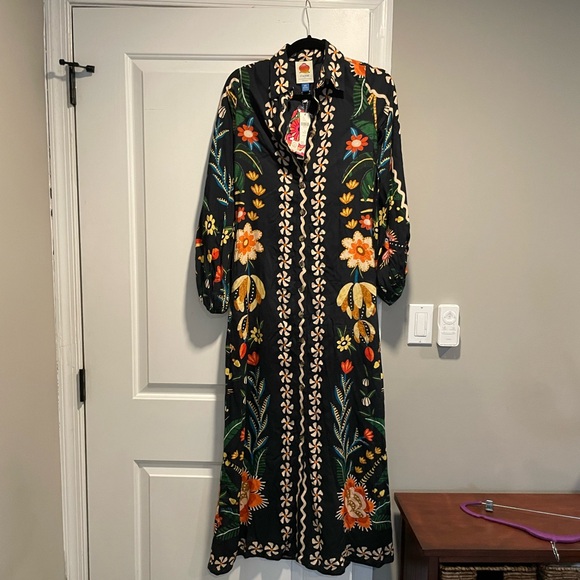 Farm Rio Long-Sleeve Button-Front Midi Dress - XXS petite - Picture 3 of 4